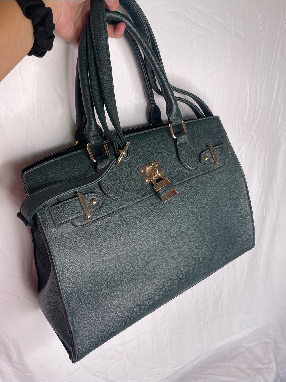 dark green Dasein top-handle satchel